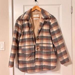 American Eagle Outfitters Plaid Sherpa-Lined Jacket